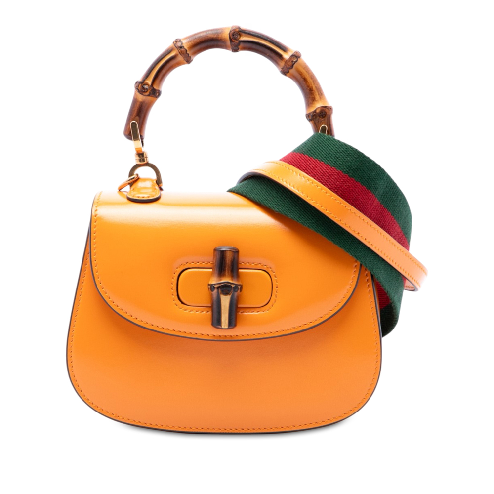 Pre-Loved Gucci Mini Calfskin Web 1947 Bamboo Top Handle Bag